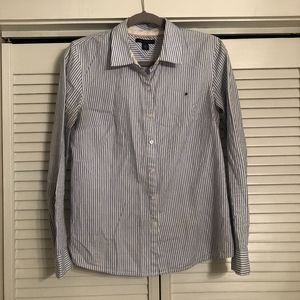 Tommy Hilfiger White and Blue Striped Blouse